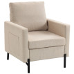 Fauteuil Sandigliano Design Tissu Lin Confortable Assise Mousse Beige Salon Chambre