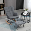 Fauteuil Ottilde Bascule Nordique avec Repose-Pieds Tissu Gris Confort Optimal