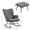 Fauteuil Ottilde Bascule Nordique avec Repose-Pieds Tissu Gris Confort Optimal