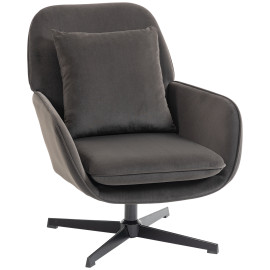 Fauteuil Verretto pivotant velours design élégant confort optimal gris anthracite