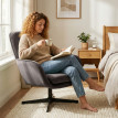 Fauteuil Verretto pivotant velours design élégant confort optimal gris anthracite