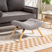 Pouf Rowanmere Design Scandinave Assise Courbée Tissu Polaire Gris Bois Hêtre 120 kg