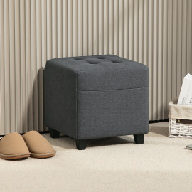 Pouf Foulques ottoman design pratique gris repose-pieds salon rangement confortable