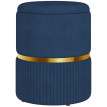 Pouf Zollbach Tabouret Design Rangement Velours Côtelé Acier Doré Bleu Nuit