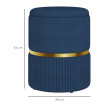 Pouf Zollbach Tabouret Design Rangement Velours Côtelé Acier Doré Bleu Nuit