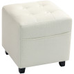 Pouf Orozko Repose-Pieds Capitonné Confortable Tissu Crème Design Élégant