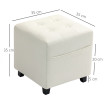 Pouf Orozko Repose-Pieds Capitonné Confortable Tissu Crème Design Élégant