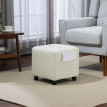 Pouf Orozko Repose-Pieds Capitonné Confortable Tissu Crème Design Élégant