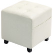 Pouf Orozko Repose-Pieds Capitonné Confortable Tissu Crème Design Élégant