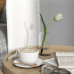 Pouf Bohemond Repose-Pieds Rangement Plateau Bois Tissu Lin Beige 56x56x42cm