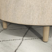 Pouf Bohemond Repose-Pieds Rangement Plateau Bois Tissu Lin Beige 56x56x42cm