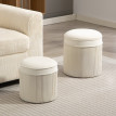 Lot 2 Poufs Coffres Vittorio Rangement Velours Côtelé Crème Design Élégant