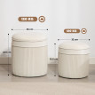 Lot 2 Poufs Coffres Vittorio Rangement Velours Côtelé Crème Design Élégant