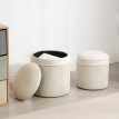 Lot 2 Poufs Coffres Vittorio Rangement Velours Côtelé Crème Design Élégant