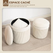 Lot 2 Poufs Coffres Vittorio Rangement Velours Côtelé Crème Design Élégant