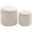 Lot 2 Poufs Coffres Mittenbach Velours Côtelé Rangement Confort Crème