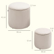 Lot 2 Poufs Coffres Mittenbach Velours Côtelé Rangement Confort Crème