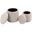Lot 2 Poufs Coffres Mittenbach Velours Côtelé Rangement Confort Crème