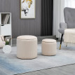 Lot 2 Poufs Coffres Mittenbach Velours Côtelé Rangement Confort Crème