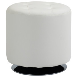Pouf Ottokar repose-pieds design pivotant 360° blanc acier chromé luxe