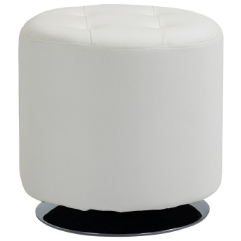 Pouf Ottokar repose-pieds design pivotant 360° blanc acier chromé luxe