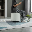 Pouf Ottokar repose-pieds design pivotant 360° blanc acier chromé luxe