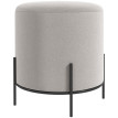 Tabouret Pancracio Contemporain Velours Gris Clair Piètement Acier Noir Ø35cm