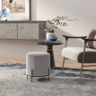 Tabouret Pancracio Contemporain Velours Gris Clair Piètement Acier Noir Ø35cm