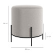 Tabouret Pancracio Contemporain Velours Gris Clair Piètement Acier Noir Ø35cm