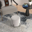 Tabouret Pancracio Contemporain Velours Gris Clair Piètement Acier Noir Ø35cm
