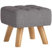 Pouf Amancio Repose-Pieds Capitonné Style Nordique Bois Tissu Gris