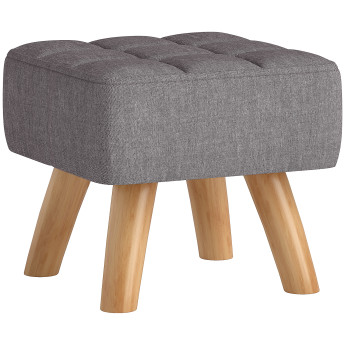 Pouf Amancio Repose-Pieds Capitonné Style Nordique Bois Tissu Gris