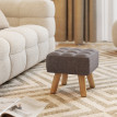 Pouf Amancio Repose-Pieds Capitonné Style Nordique Bois Tissu Gris