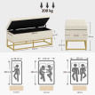 Banc Coffre Galdames Style Classique Chic Rangement Beige Doré 110 cm