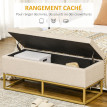 Banc Coffre Galdames Style Classique Chic Rangement Beige Doré 110 cm