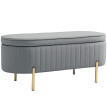 Banquette Irwyn Design Ovale Chic Rangement Velours Gris Pieds Dorés 108cm