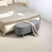 Banquette Irwyn Design Ovale Chic Rangement Velours Gris Pieds Dorés 108cm