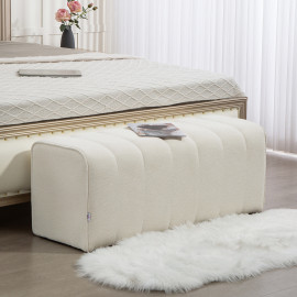 Bout de lit Garlasco design capitonné confort lin polyvalent crème 110 cm