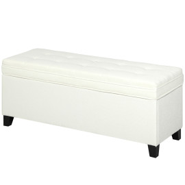 Banquette Oakenshield Coffre Design Chesterfield Écru Rangement Élégant 120 cm