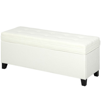 Banquette Oakenshield Coffre Design Chesterfield Écru Rangement Élégant 120 cm