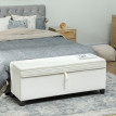 Banquette Oakenshield Coffre Design Chesterfield Écru Rangement Élégant 120 cm