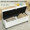 Banquette Oakenshield Coffre Design Chesterfield Écru Rangement Élégant 120 cm