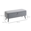 Banc Coffre Invorio Rangement Design Tissu Gris Piètement Acier Noir 101 cm