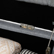 Banc Coffre Invorio Rangement Design Tissu Gris Piètement Acier Noir 101 cm