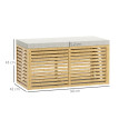 Banc Coffre Maurin Rangement Confortable Bambou Tissu Gris 122L Assise Moelleuse