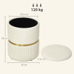 Pouf Albareda Repose-Pieds Design Rangement Velours Beige Acier Doré