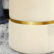 Pouf Albareda Repose-Pieds Design Rangement Velours Beige Acier Doré