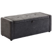 Banquette Kunhild Coffre Rangement Assise Capitonnée Tissu Anthracite 122 cm
