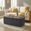 Banquette Kunhild Coffre Rangement Assise Capitonnée Tissu Anthracite 122 cm