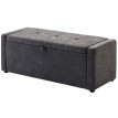 Banquette Kunhild Coffre Rangement Assise Capitonnée Tissu Anthracite 122 cm